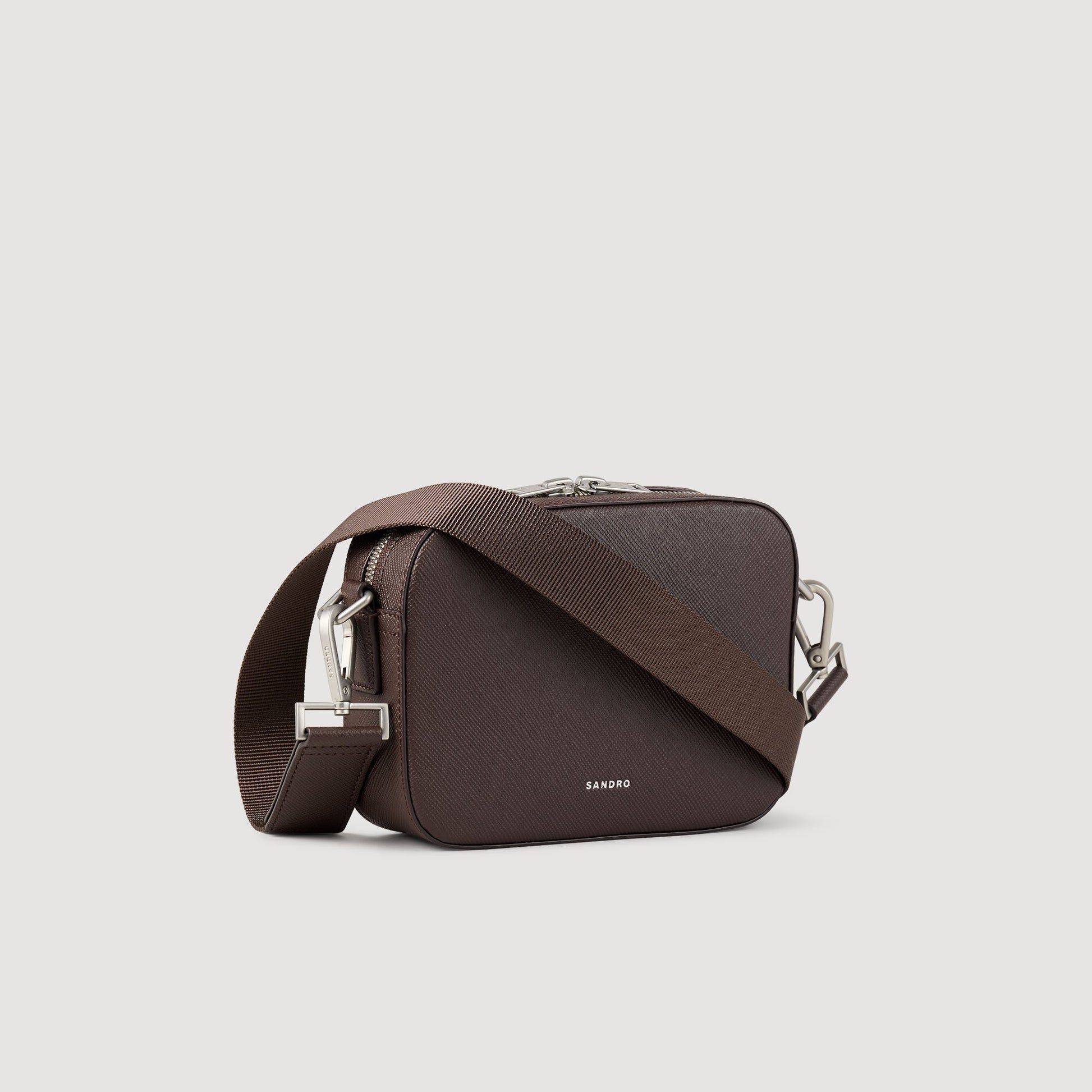 Sandro Small reconstituted leather bag Chocolate