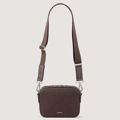 Sandro Small reconstituted leather bag Chocolate