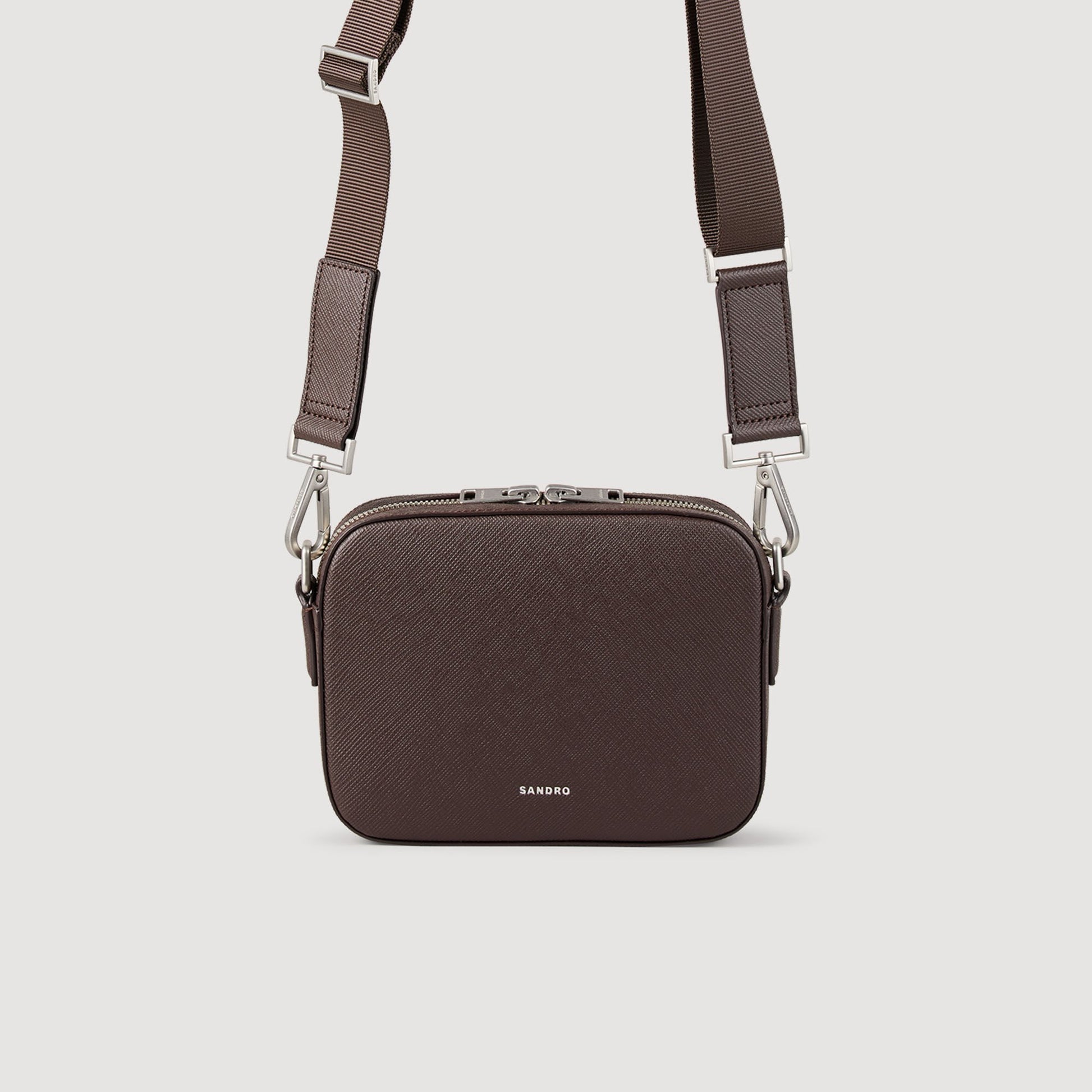 Sandro Small reconstituted leather bag Chocolate