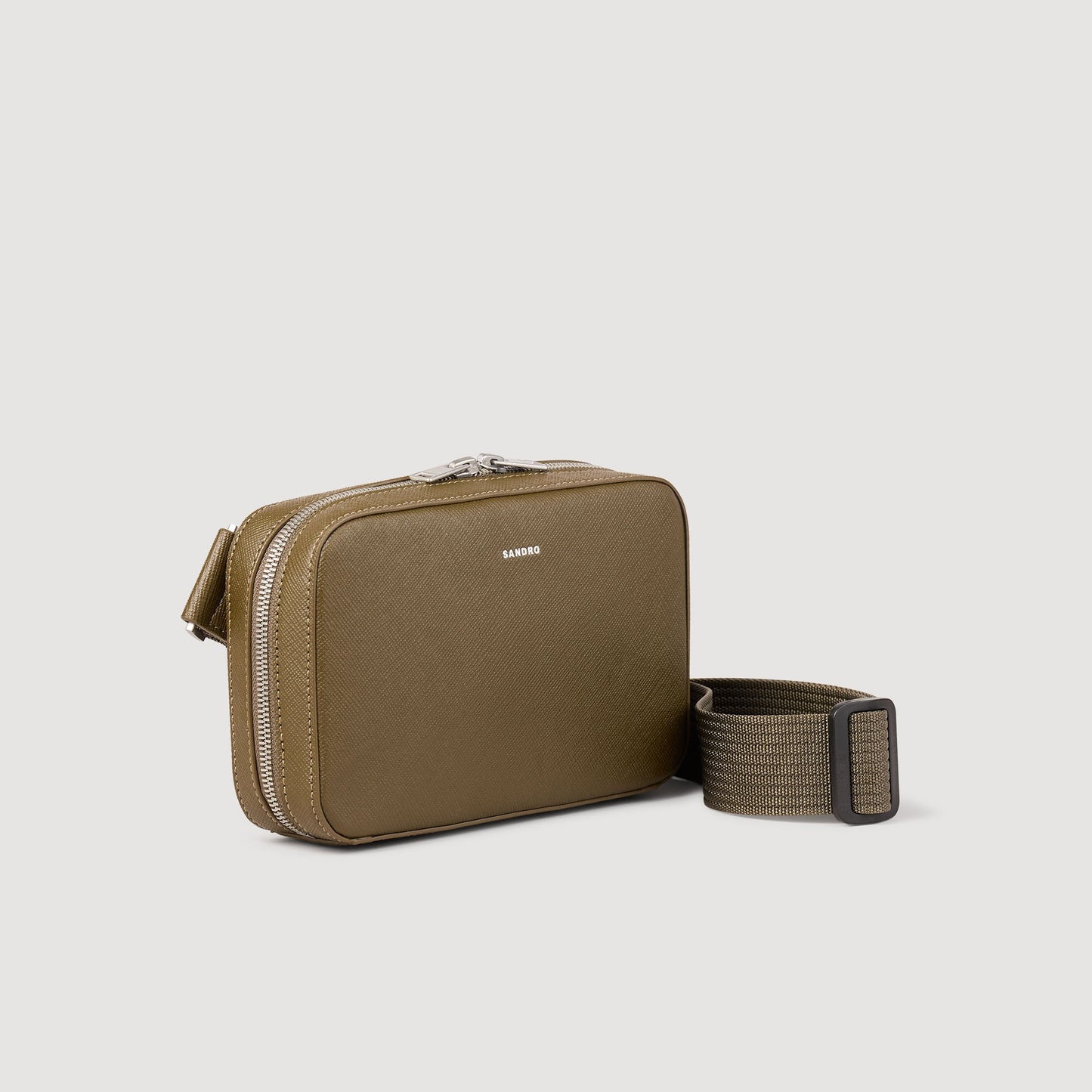 Sandro Small reconstitued leather bag Olive Green.
