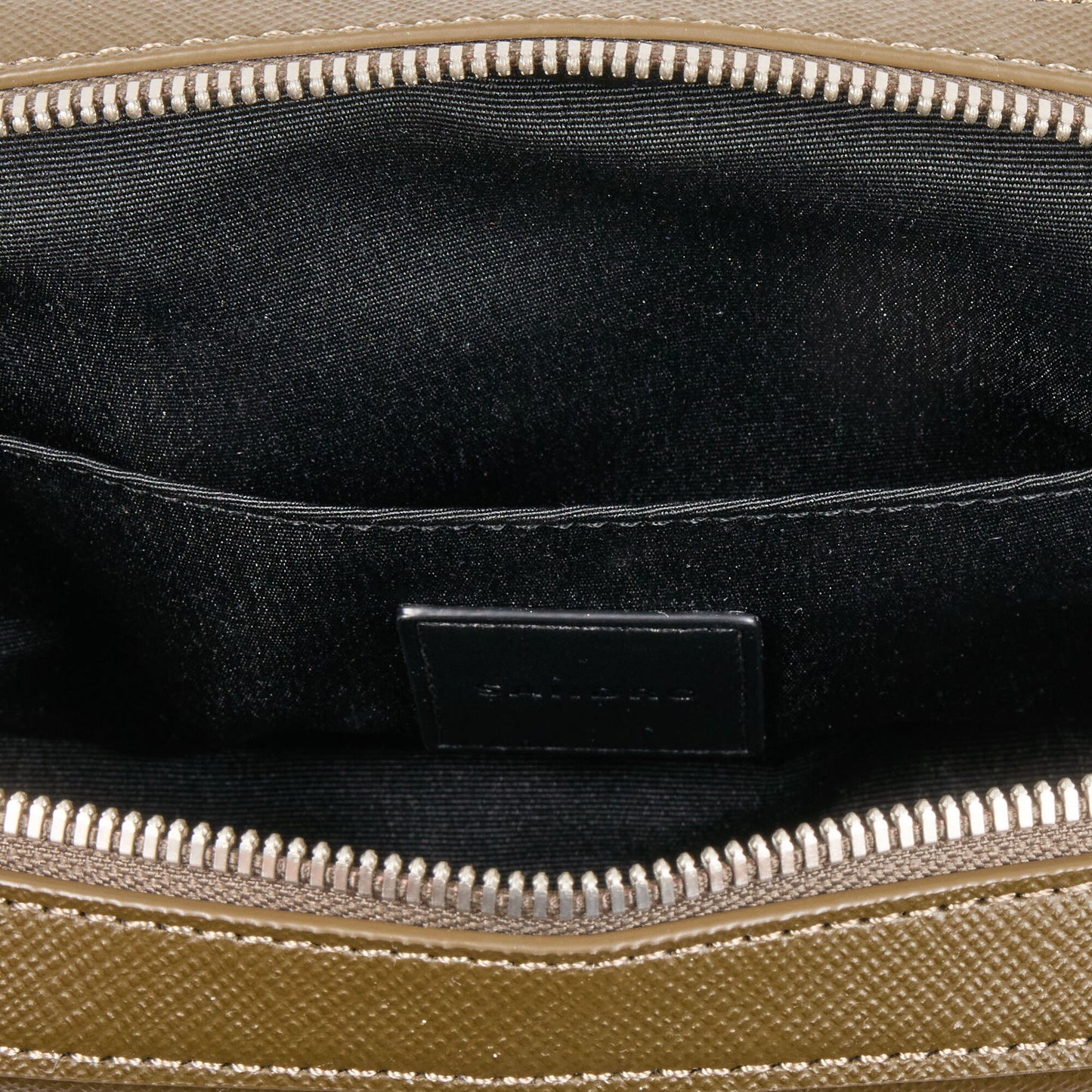 Sandro Small reconstitued leather bag Olive Green.