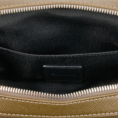 Sandro Small reconstitued leather bag Olive Green.