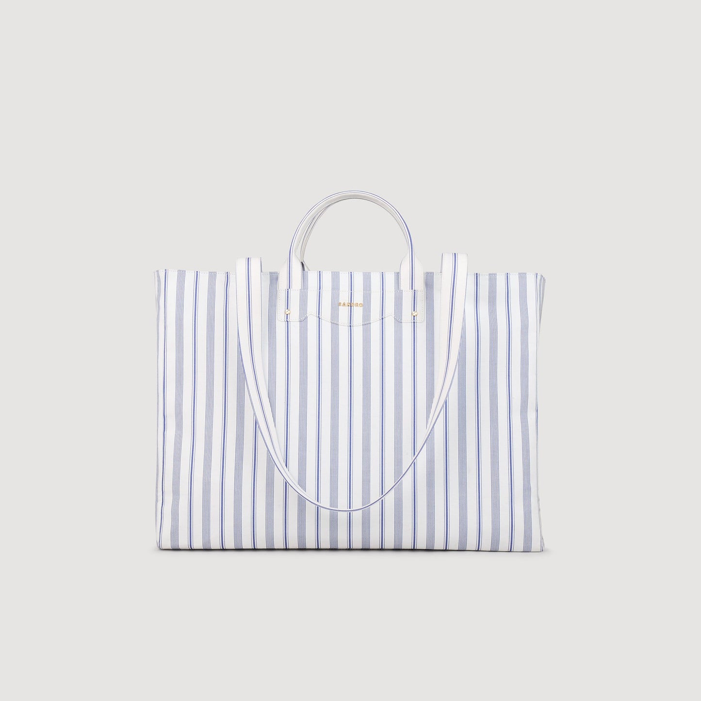 Sandro Striped canvas tote bag Blue / Ecru