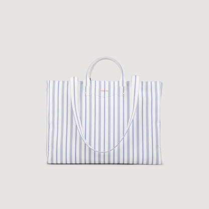 Sandro Striped canvas tote bag Blue / Ecru