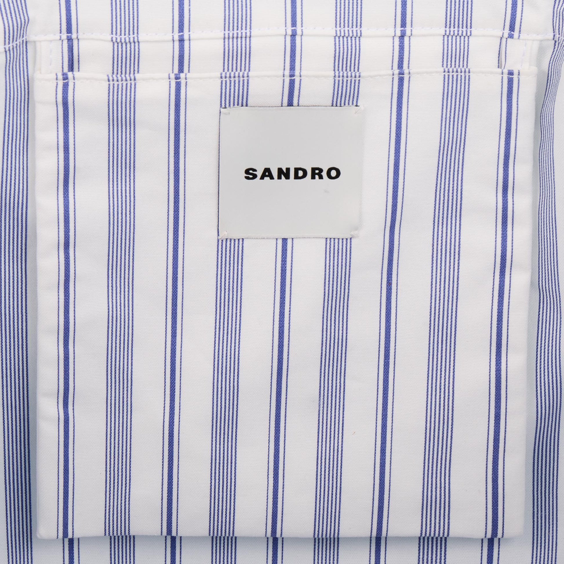 Sandro Striped canvas tote bag Blue / Ecru