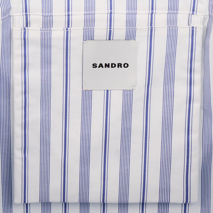 Sandro Striped canvas tote bag Blue / Ecru