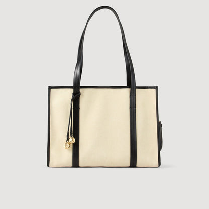 Sandro Canvas tote bag Ecru / Black