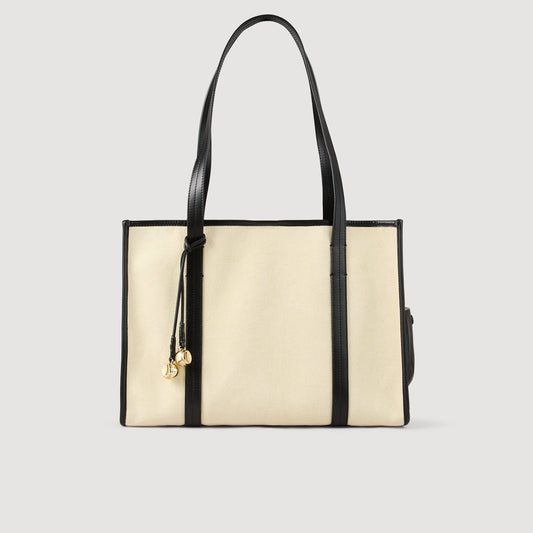 Sandro Canvas tote bag Ecru / Black