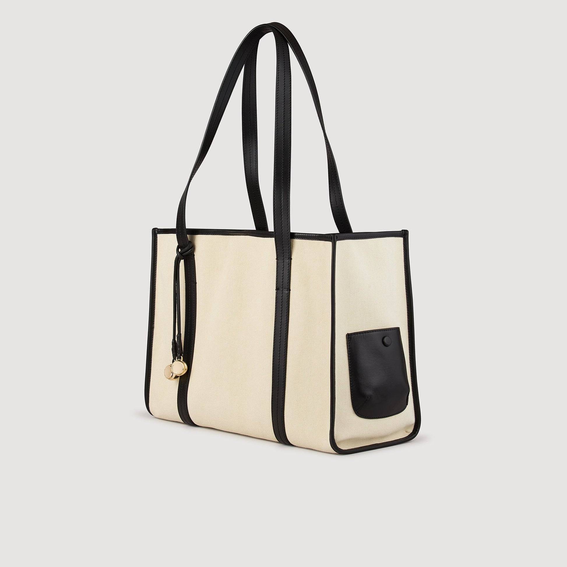 Sandro Canvas tote bag Ecru / Black