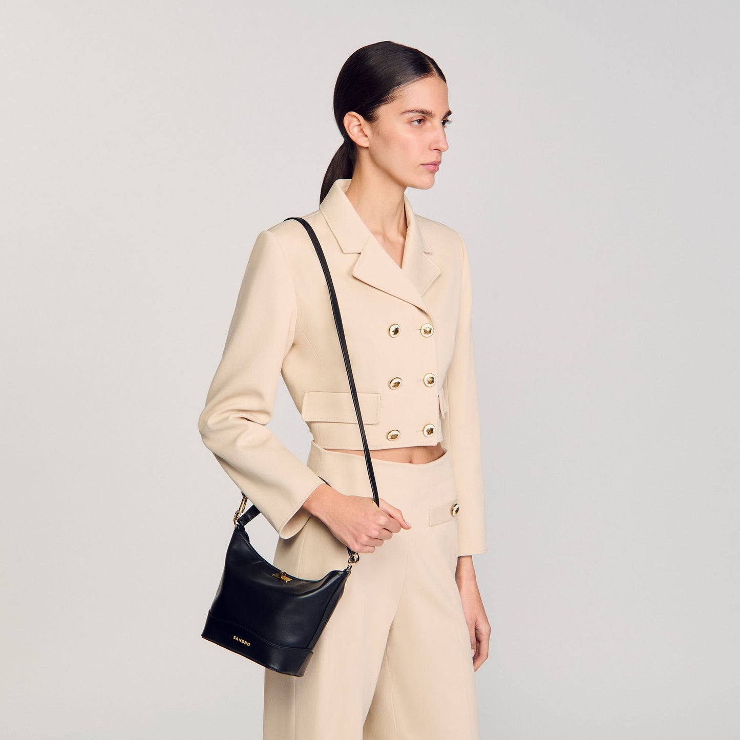 Sandro Tangoso mini leather bag Black