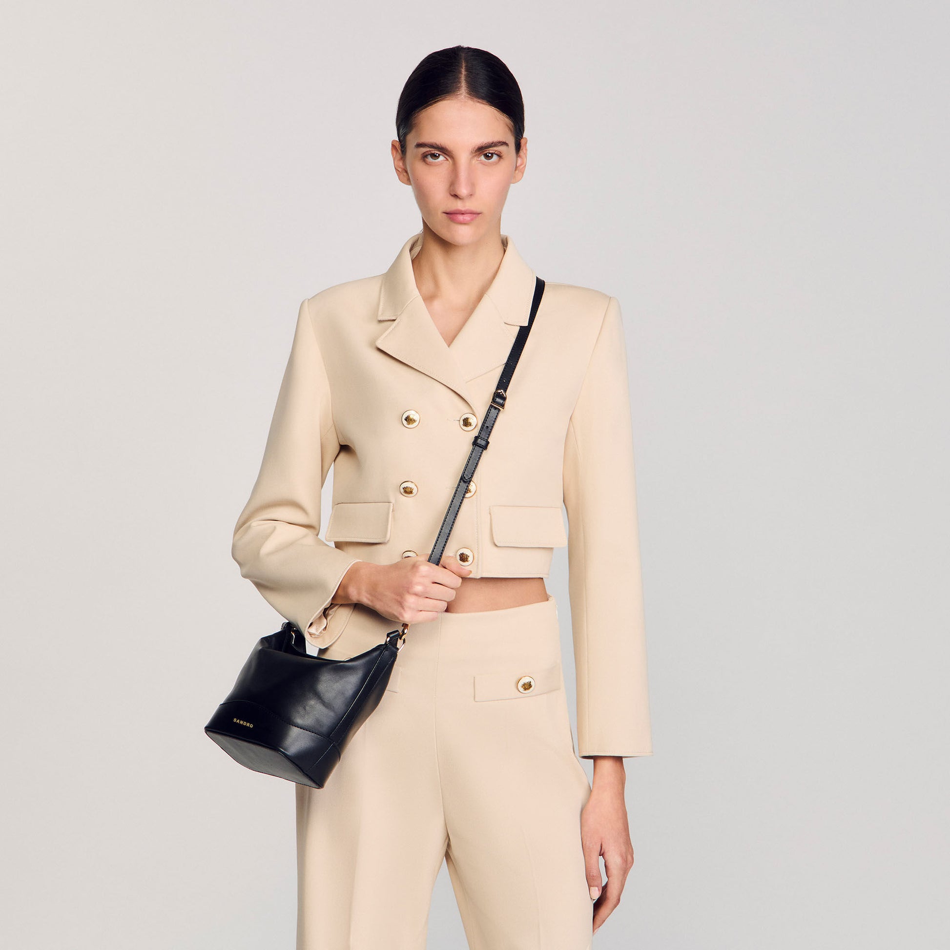 Sandro Tangoso mini leather bag Black