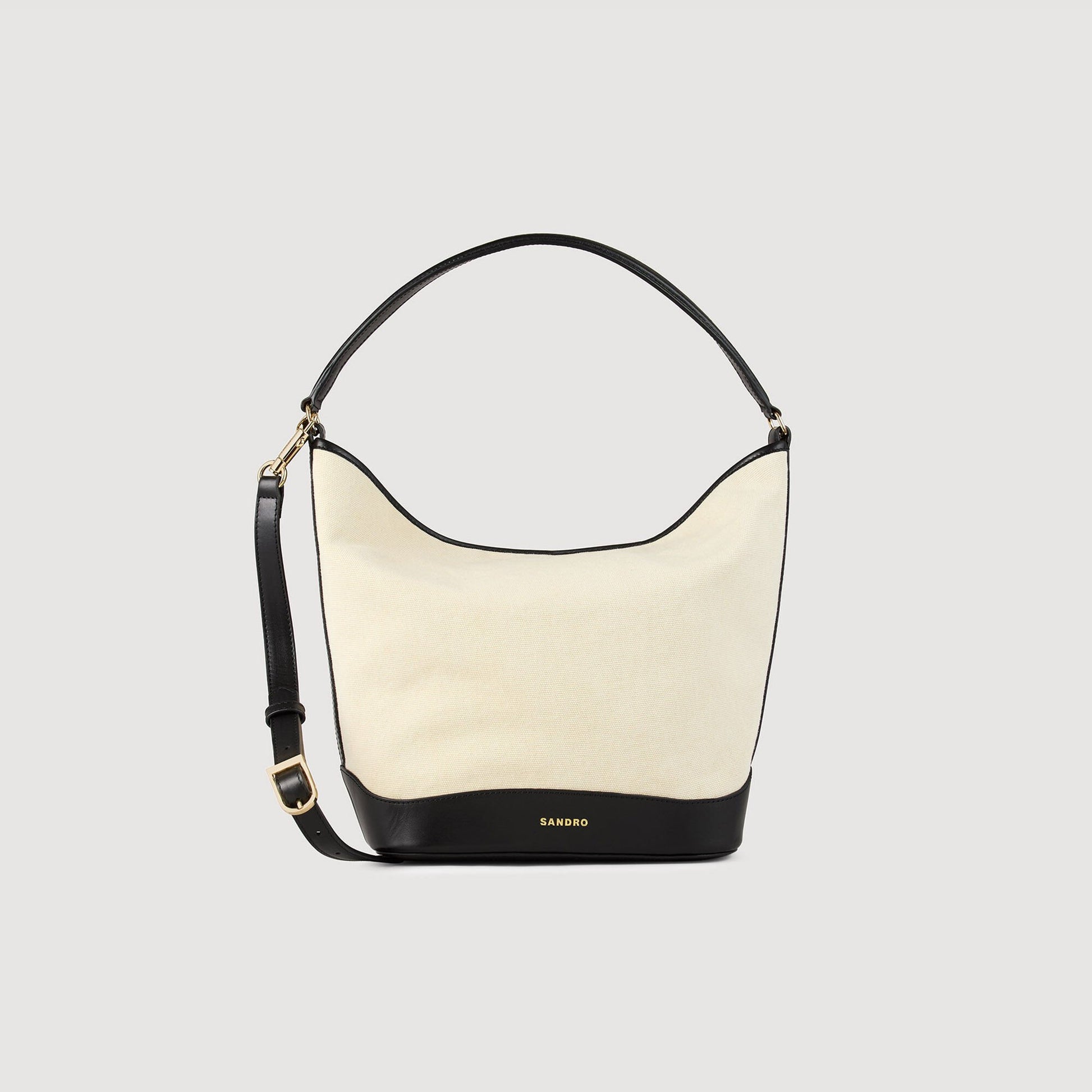 Sandro Tangoso canvas bucket bag Ecru / Black