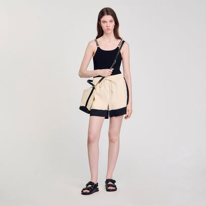 Sandro Tangoso canvas bucket bag Ecru / Black