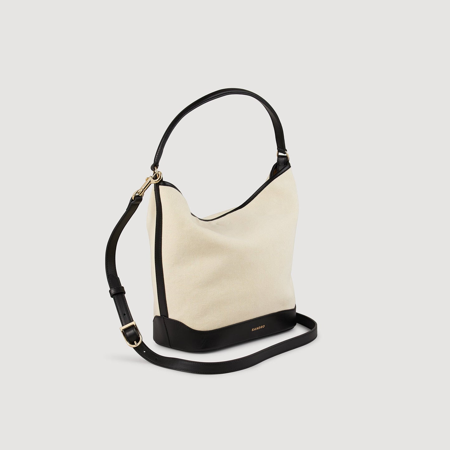 Sandro Tangoso canvas bucket bag Ecru / Black