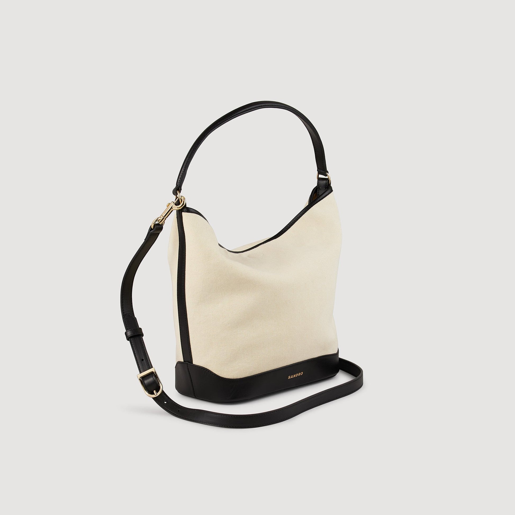 Sandro Tangoso canvas bucket bag Ecru / Black