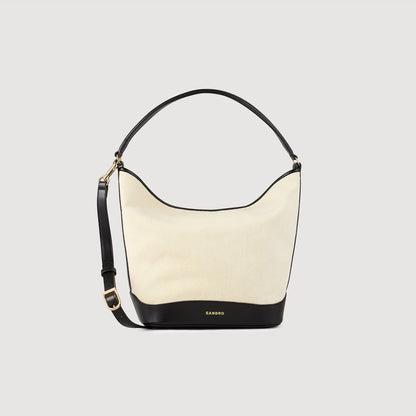 Sandro Tangoso canvas bucket bag Ecru / Black