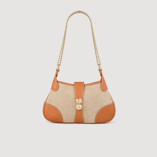 Sandro Janet canvas and leather bag Beige