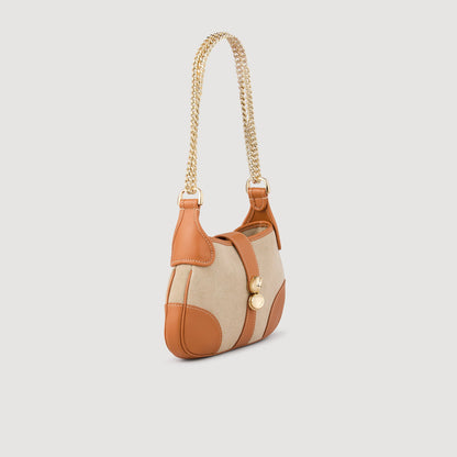 Sandro Janet canvas and leather bag Beige