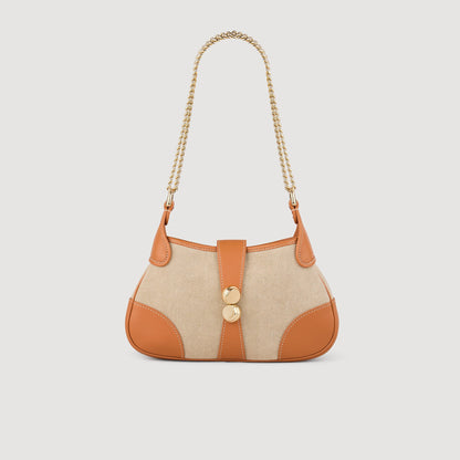 Sandro Janet canvas and leather bag Beige