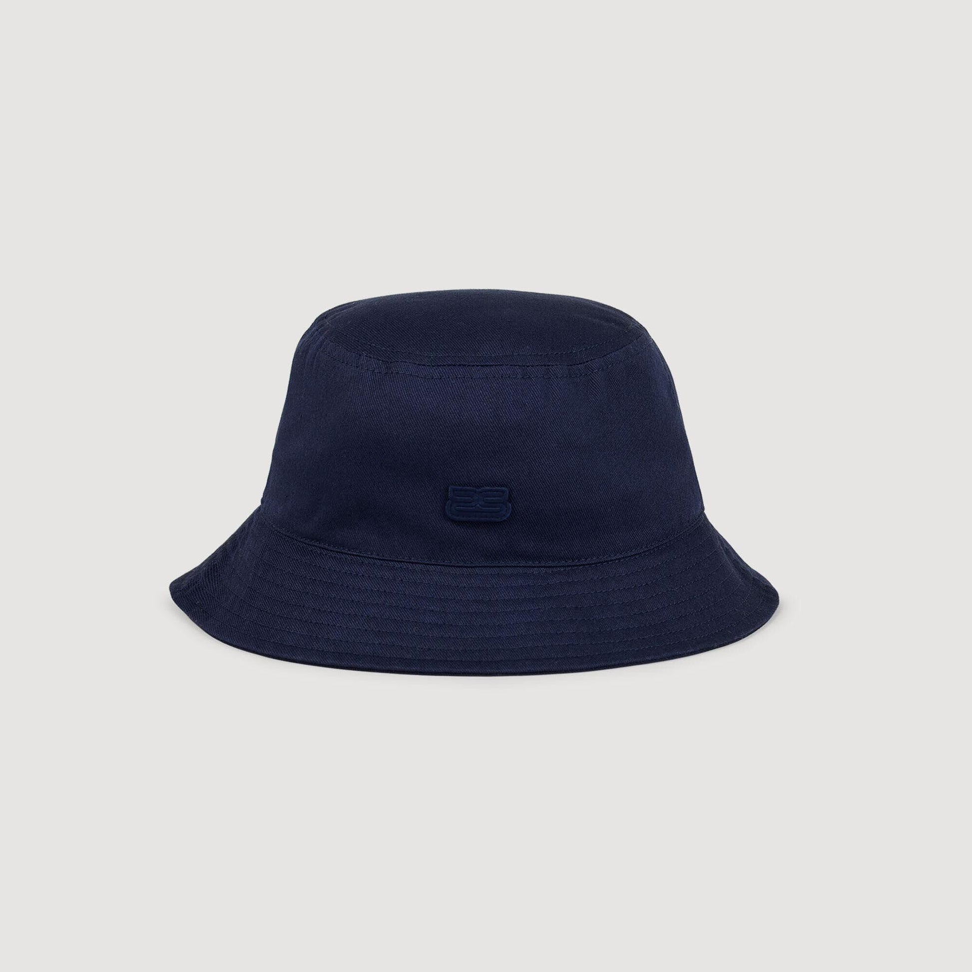 Sandro Cotton bucket hat with patch Navy Blue