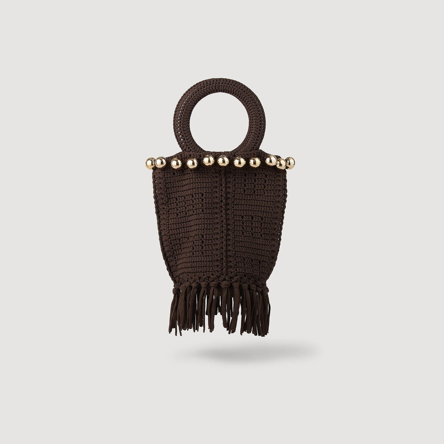 Sandro Small beaded fringed crochet bag Brown