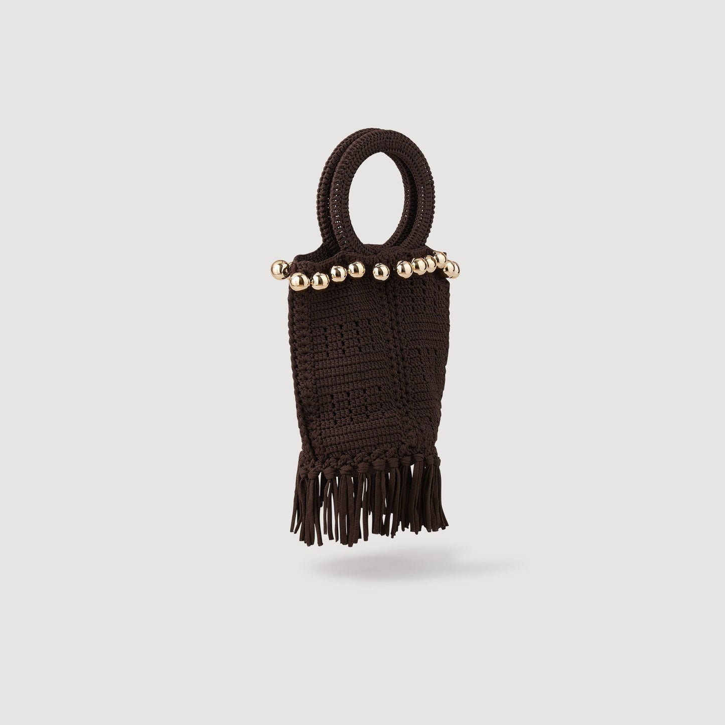 Sandro Small beaded fringed crochet bag Brown