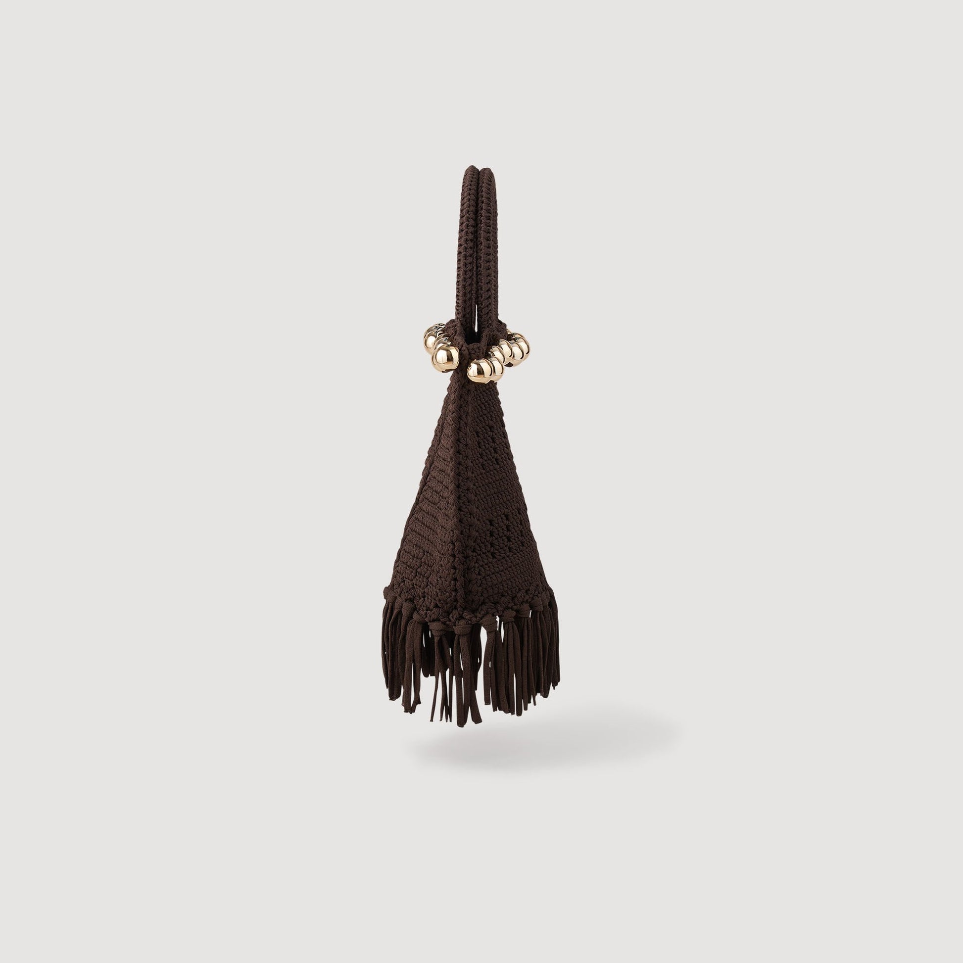 Sandro Small beaded fringed crochet bag Brown