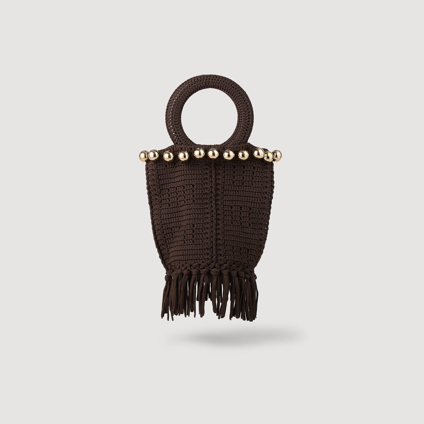 Sandro Small beaded fringed crochet bag Brown