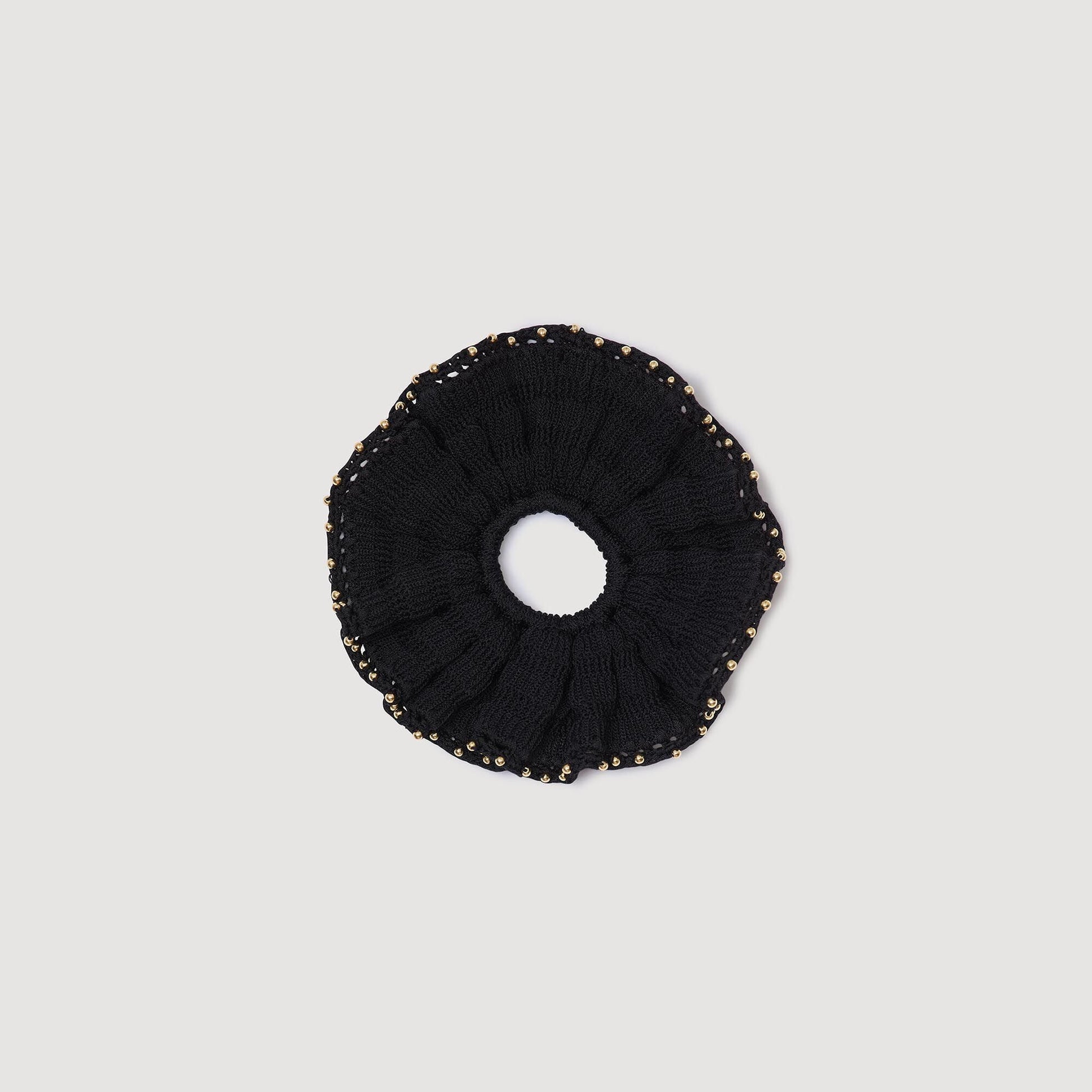 Sandro Beaded crochet scrunchie Black