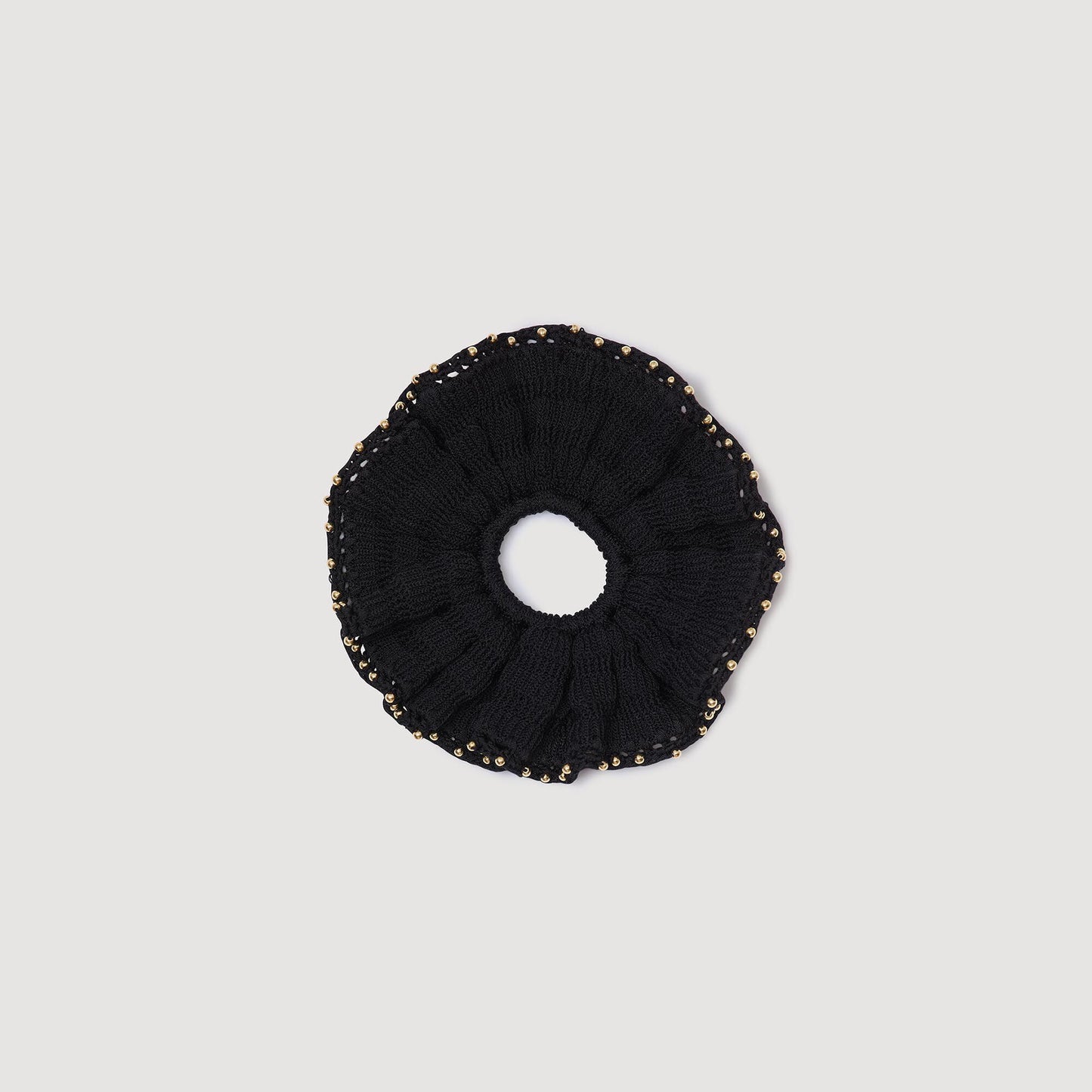 Sandro Beaded crochet scrunchie Black
