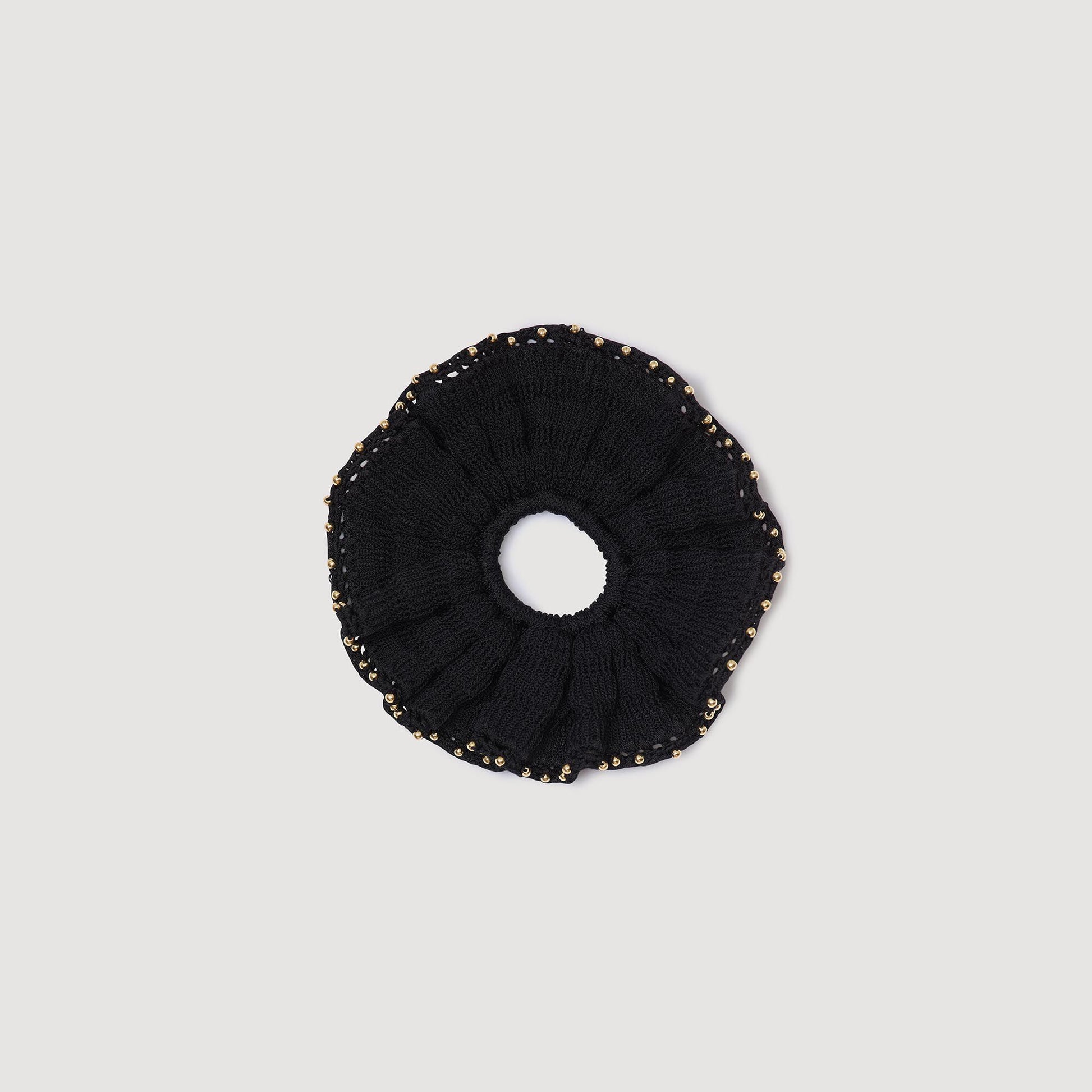 Sandro Beaded crochet scrunchie Black