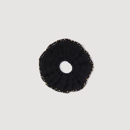 Sandro Beaded crochet scrunchie Black