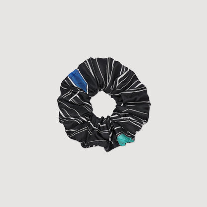 Sandro Striped silk scrunchie Black
