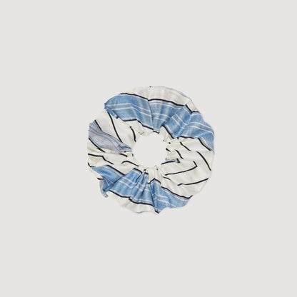 Sandro Striped silk scrunchie Sky Blue