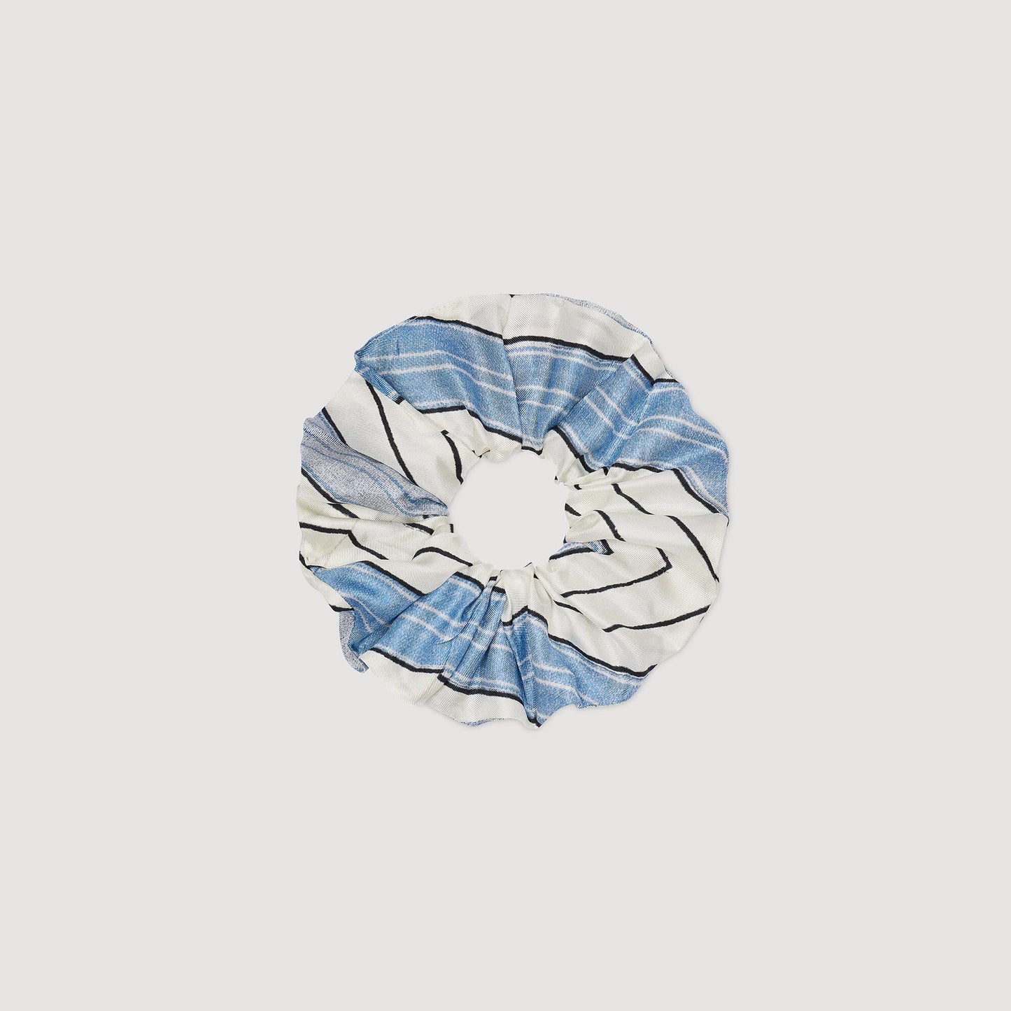 Sandro Striped silk scrunchie Sky Blue