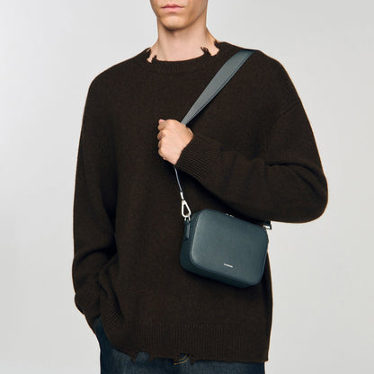 Sandro Small reconstituted leather bag Steel