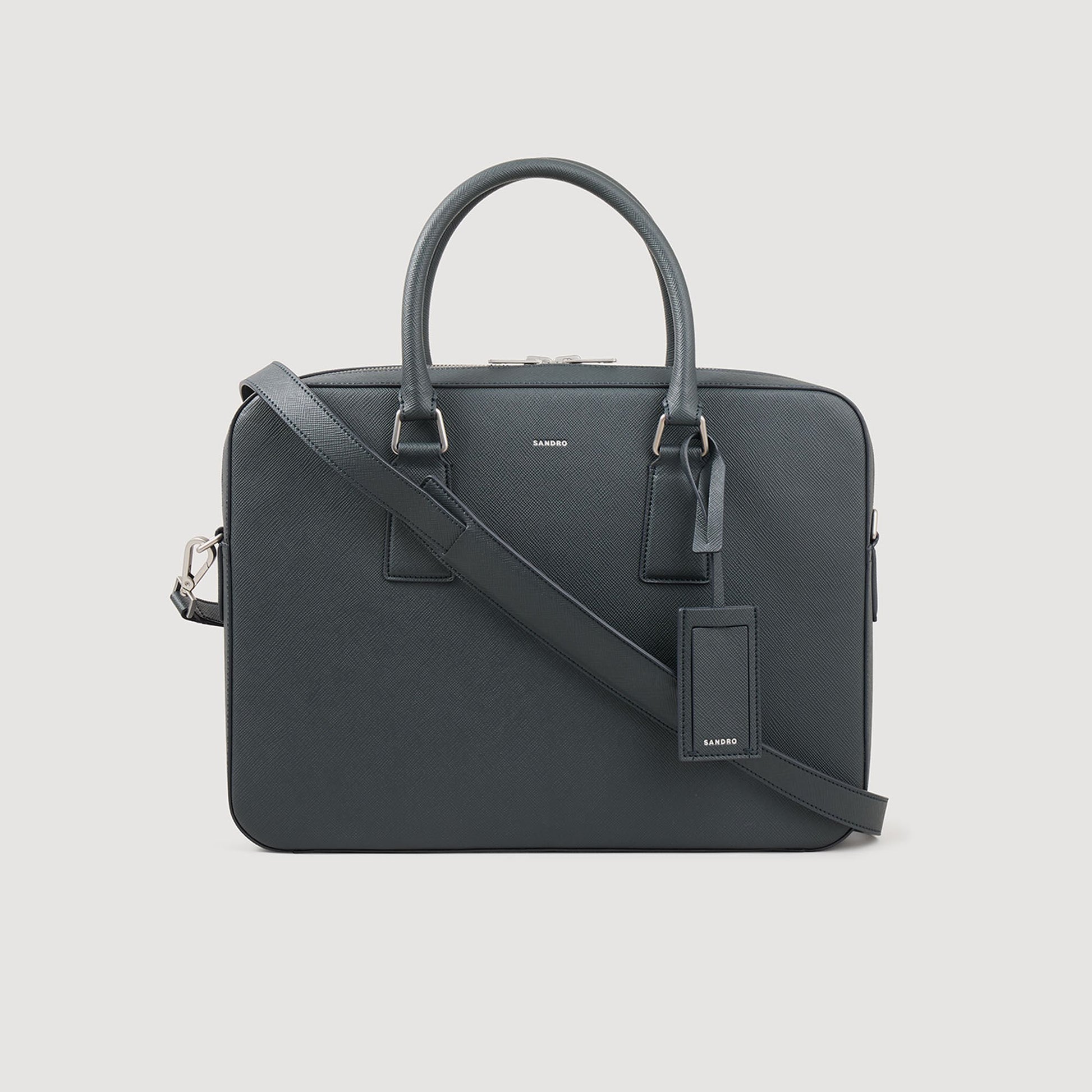 Sandro Reconstituted leather briefcase Steel