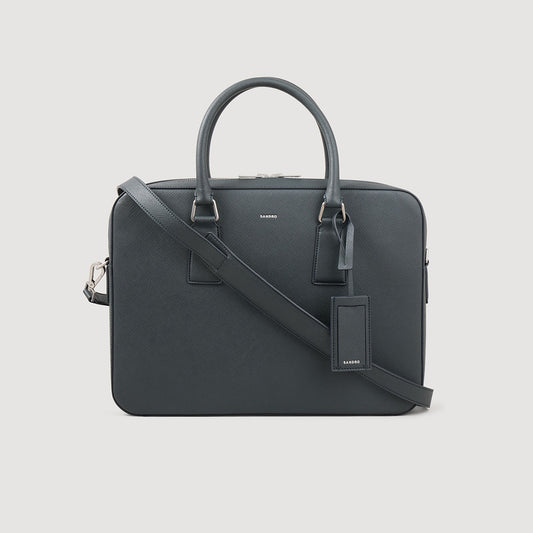 Sandro Reconstituted leather briefcase Steel