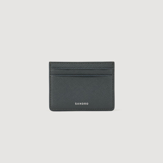Sandro Reconstituted leather cardholder Steel