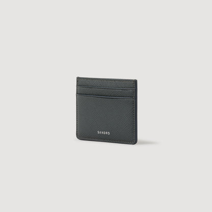 Sandro Reconstituted leather cardholder Steel