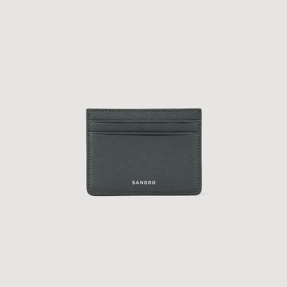 Sandro Reconstituted leather cardholder Steel