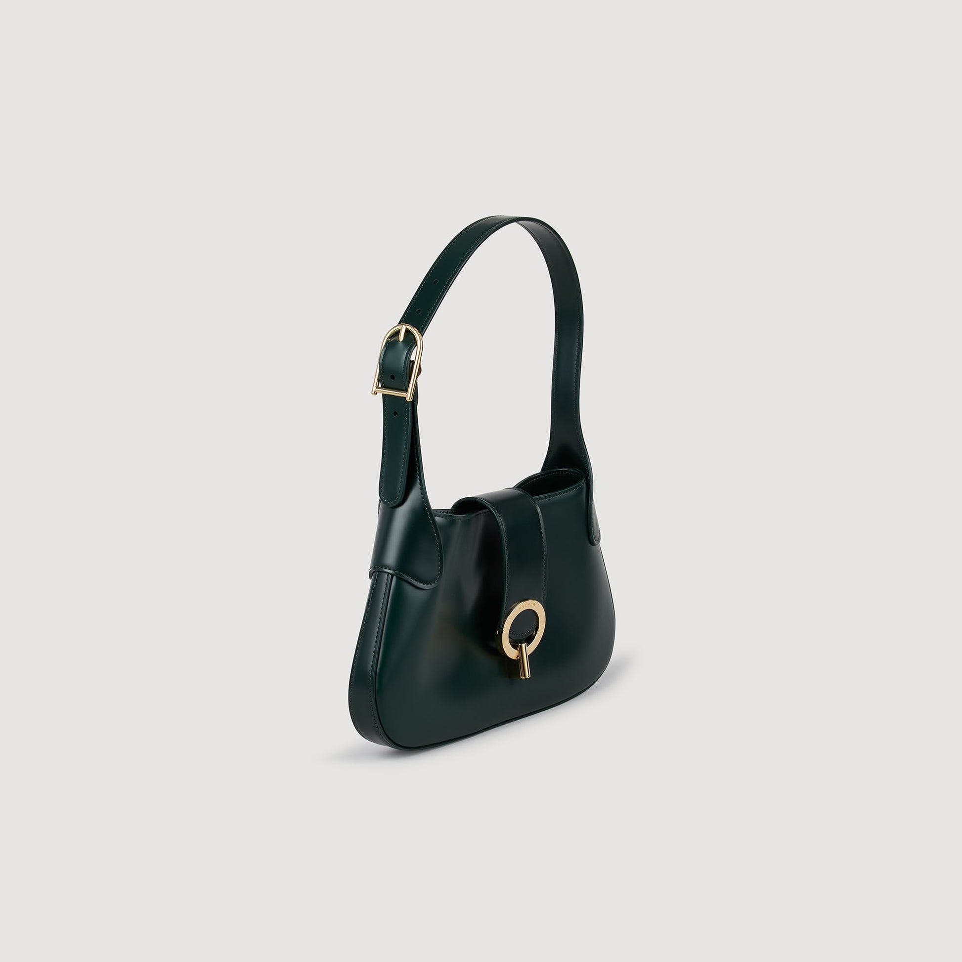 Sandro Janet bag in certified leather Bottle Green