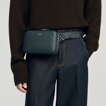Sandro Small reconstitued leather bag Steel