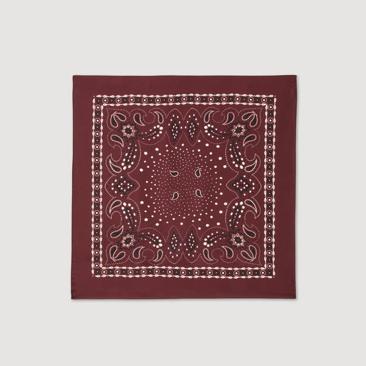 Sandro Silk bandana print scarf Bordeaux