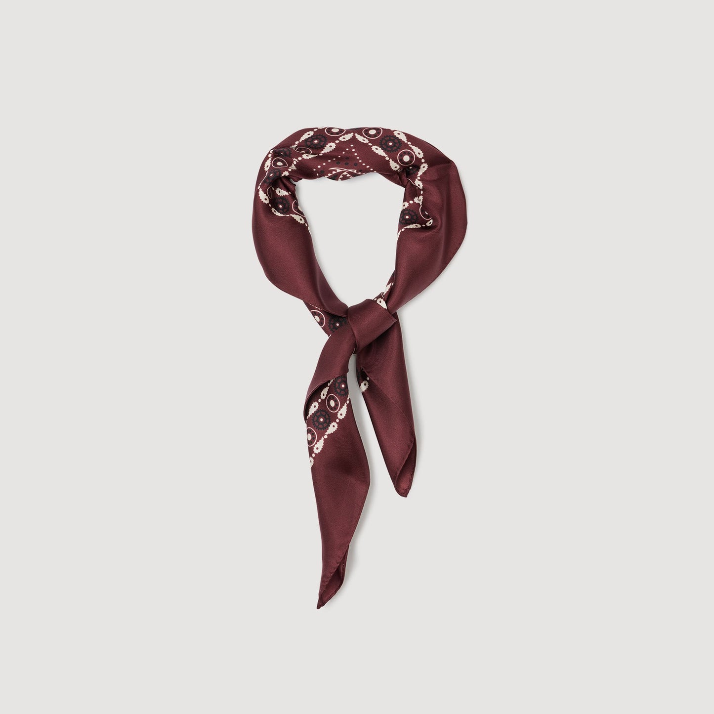 Sandro Silk bandana print scarf Bordeaux