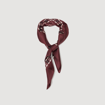 Sandro Silk bandana print scarf Bordeaux