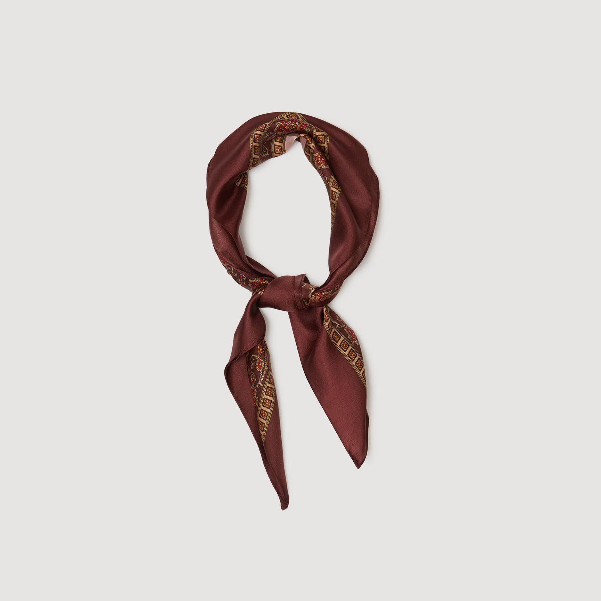 Sandro Placed print scarf Nude / Bordeaux
