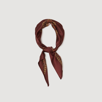 Sandro Placed print scarf Nude / Bordeaux