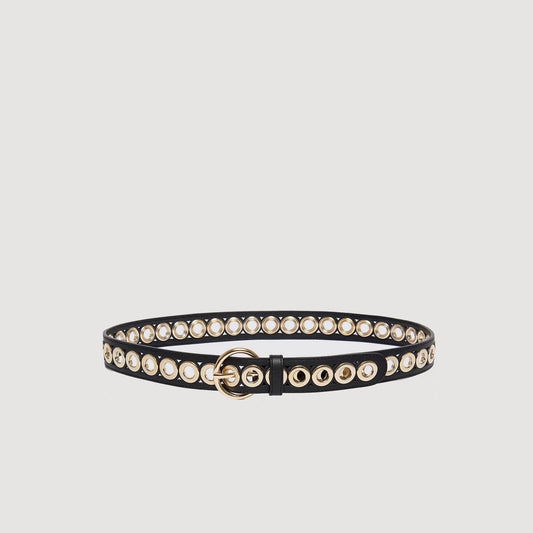 Sandro Belt with round buckle and eyelets Black