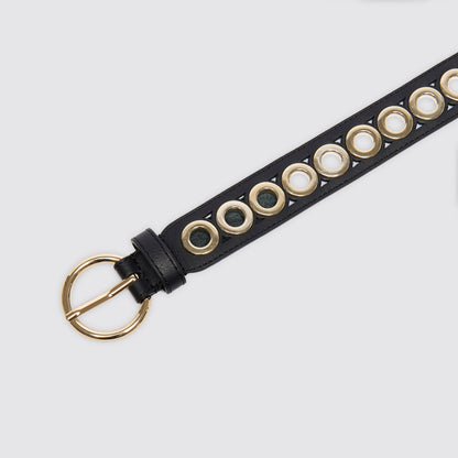 Sandro Belt with round buckle and eyelets Black